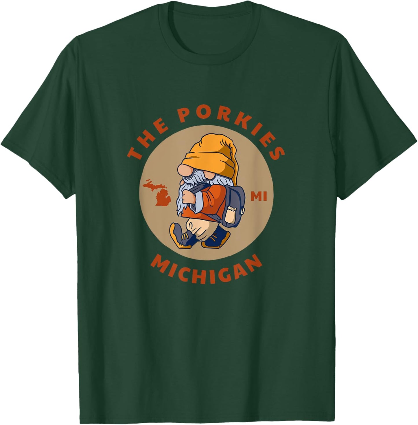 Porcupine Mountains Wilderness State Park Michigan Gnome MI T-Shirt - T-Shirt | Forest