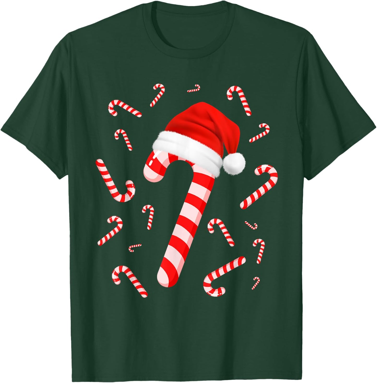 Funny Red and White Candy Crew Santa Merry Christmas Xmas T-Shirt - T-Shirt | Forest