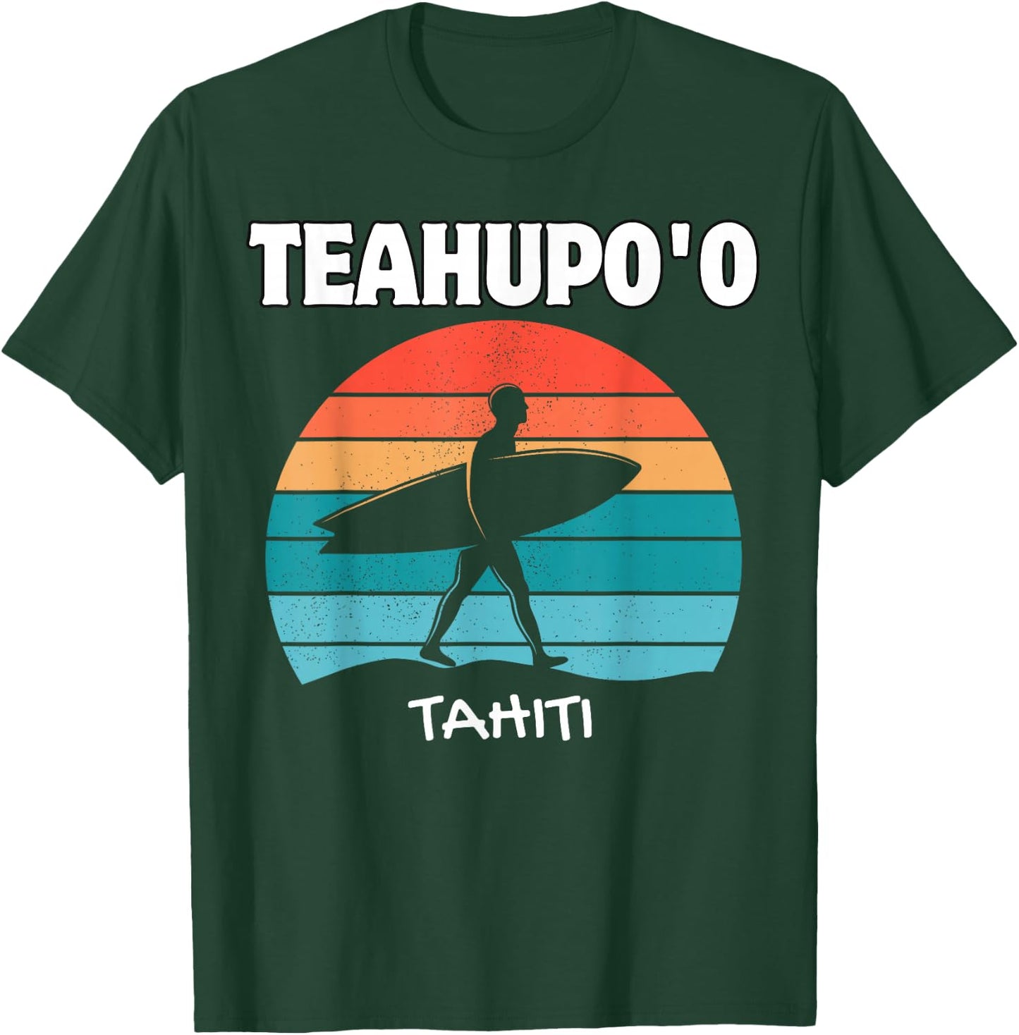 TEAHUPO'O TAHITI Surf Vintage Retro Surfing T-Shirt - T-Shirt | Forest