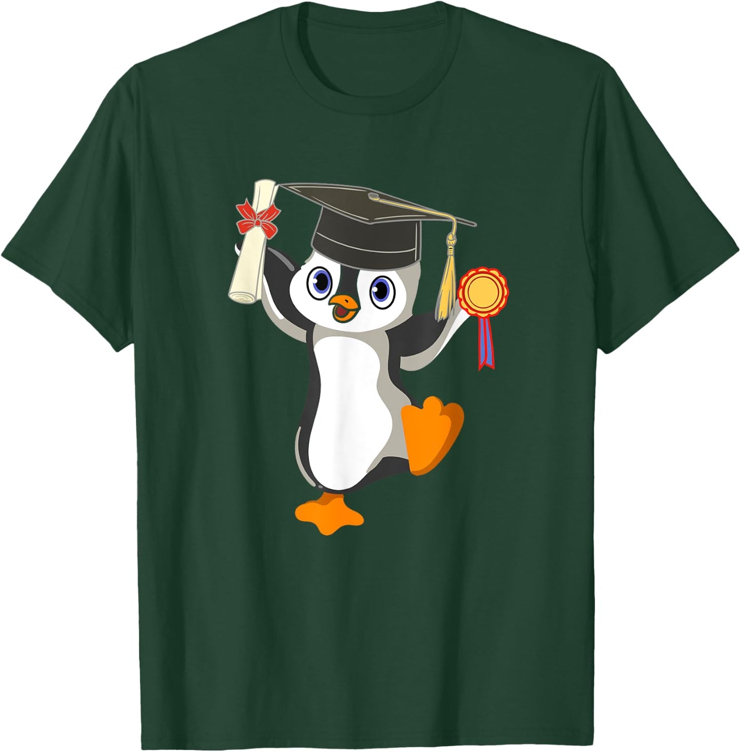Cute Penguin Dancing Graduation Cap Certificate Fun Graduate T-Shirt - T-Shirt | Forest