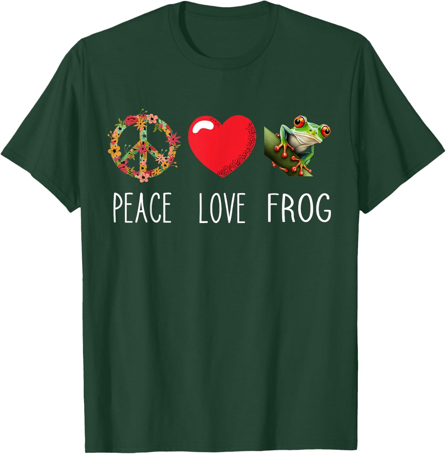 Red Eyed Tree Frog Love Frogs Peace Rainforest Amphibian T-Shirt - T-Shirt | Forest
