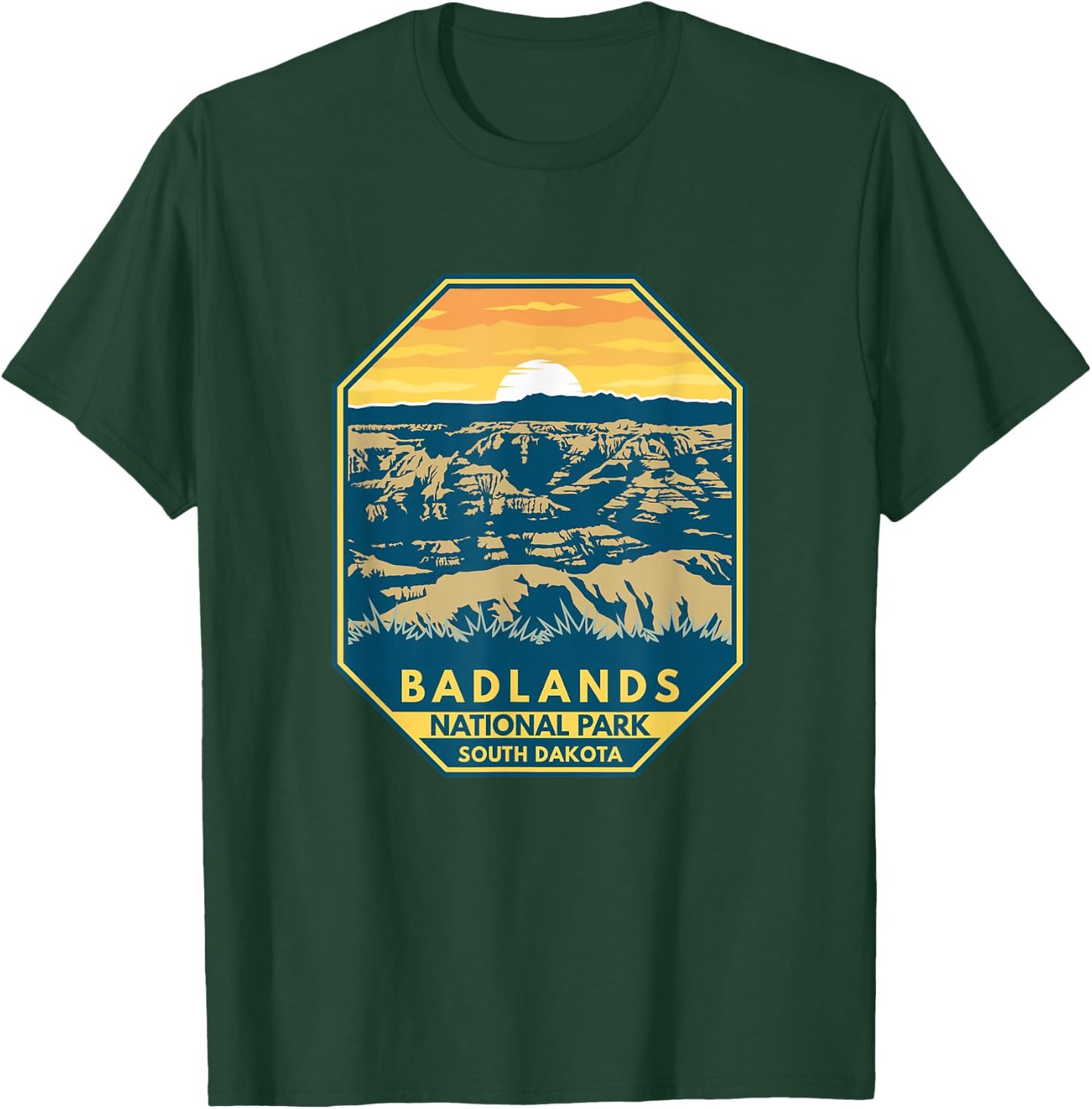 Badlands National Park Sunset Retro Emblem Vintage T-Shirt - T-Shirt | Forest