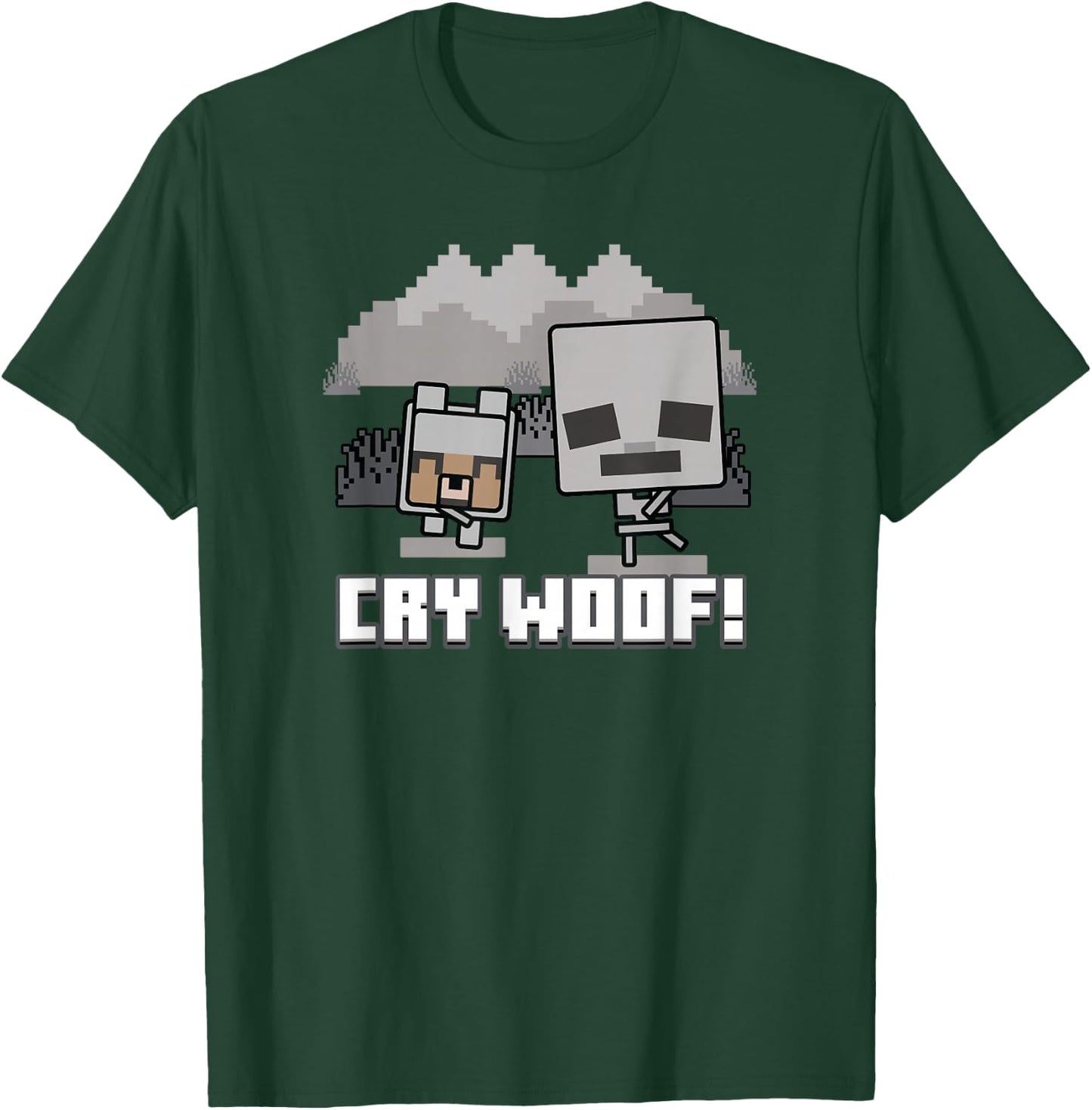 Minecraft Skeleton And Wolf Cry Woof! Poster T-Shirt - T-Shirt | Forest