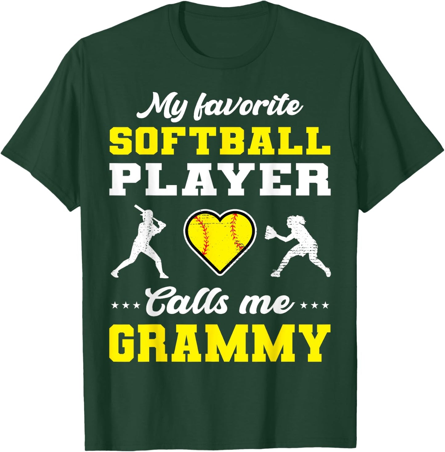 My Favorite Softball Player Calls Me Grammy Mother's Day T-Shirt - T-Shirt | Forest
