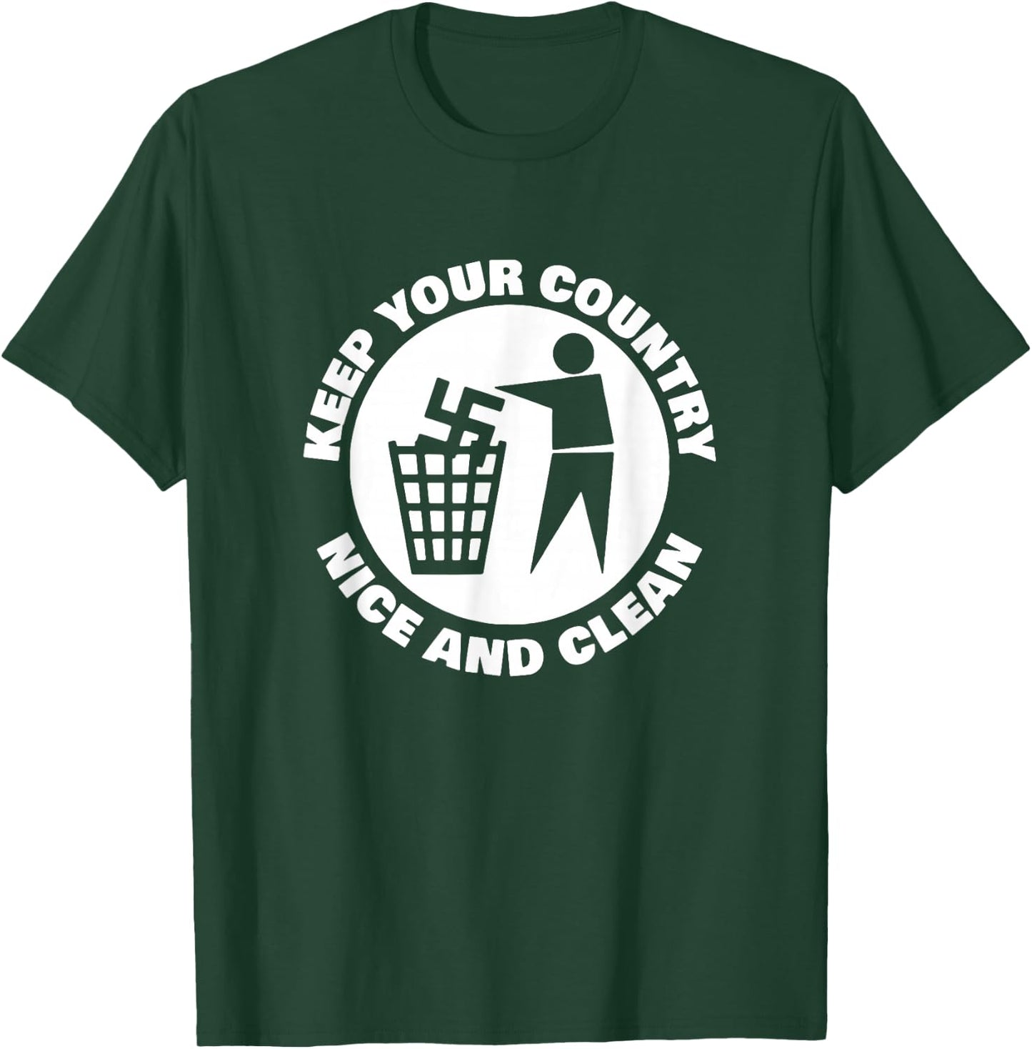 Keep Your Country Nice and Clean - Keep Your Country Nice and Clean Brand - -Adults - X-Small - Black - Short Sleeve - Cotton, Polyester T-Shirt - T-Shirt | Forest