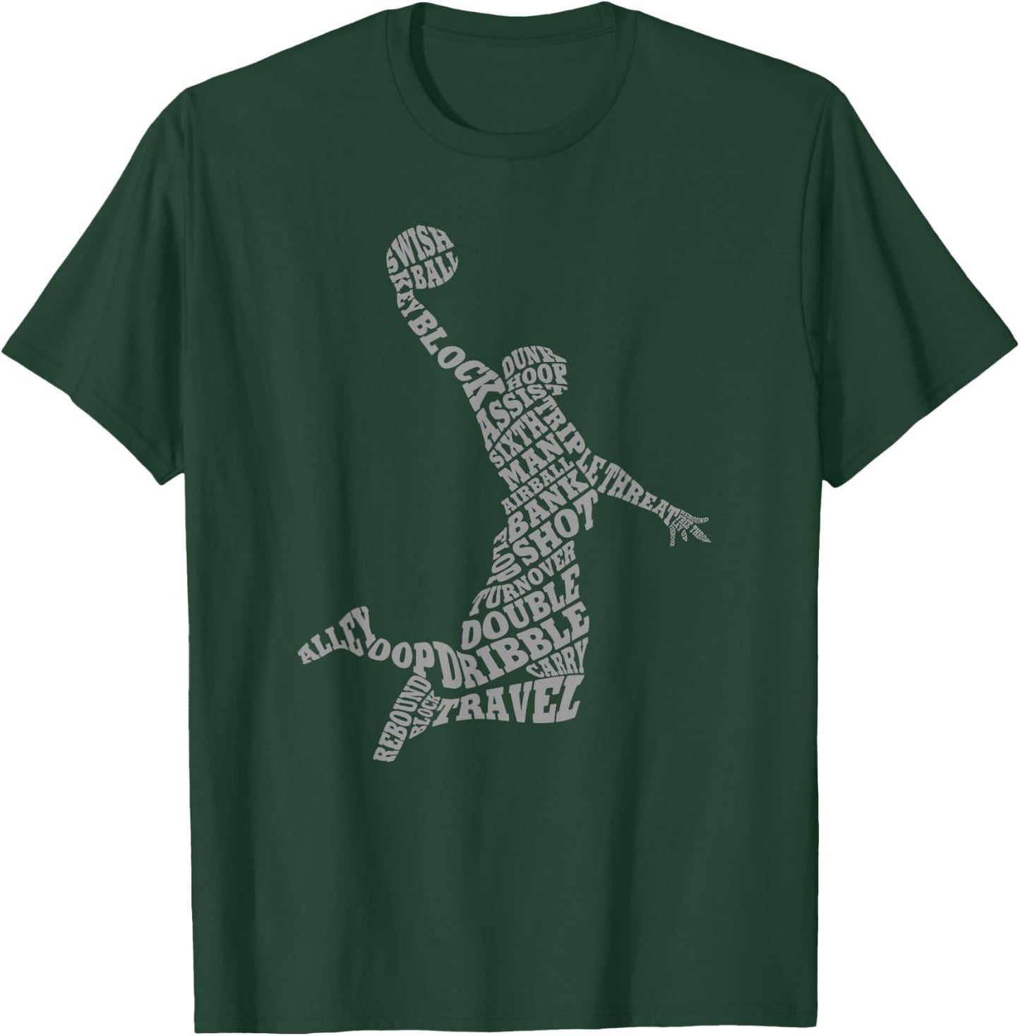 Threadrock Basketball Player Typography Word Art T-Shirt - T-Shirt | Forest