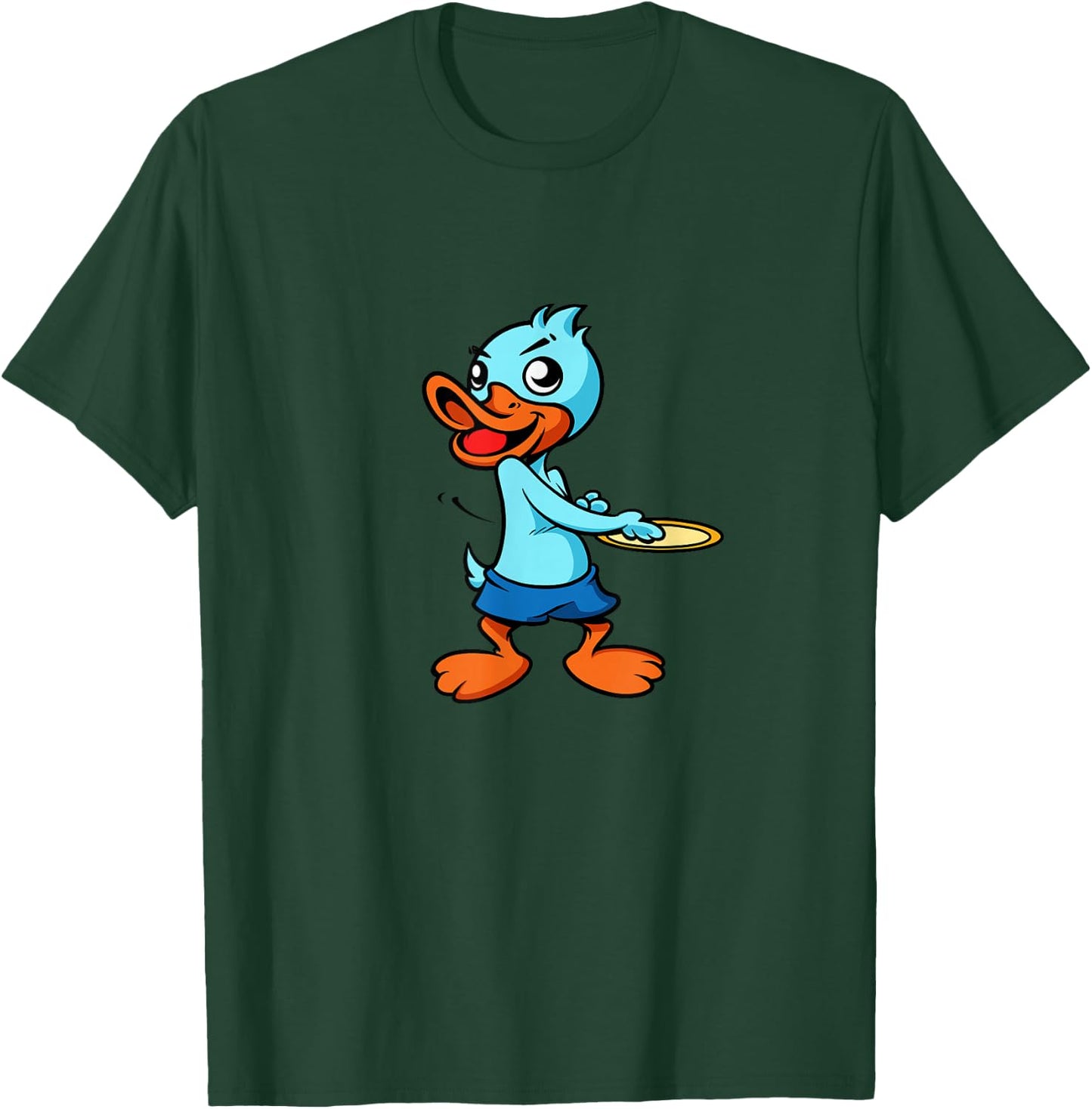 Comic duck plays Ultimate Frisbee T-Shirt - T-Shirt | Forest