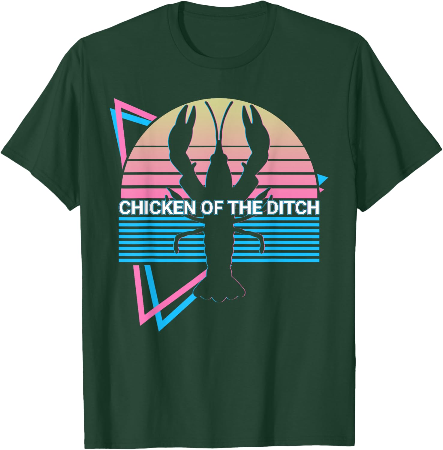 Funny Crawfish Crayfish Retro Chicken Of The Ditch T-Shirt - T-Shirt | Forest