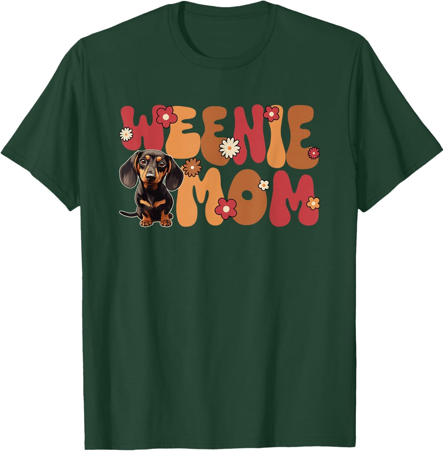 Dachshund Groovy World's Best Weenie Mom T-Shirt - T-Shirt | Forest