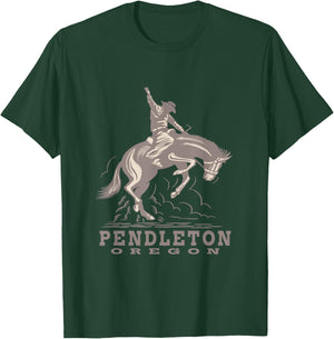 Pendleton Oregon - Rodeo - Cowboy - Horse T-Shirt - T-Shirt | Forest