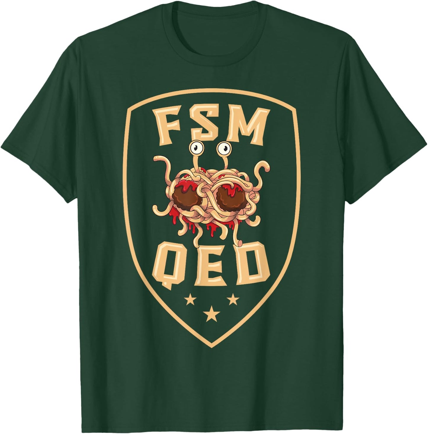 Flying Spaghetti Monster Pastafari Pastafarian FSM QED T-Shirt - T-Shirt | Forest