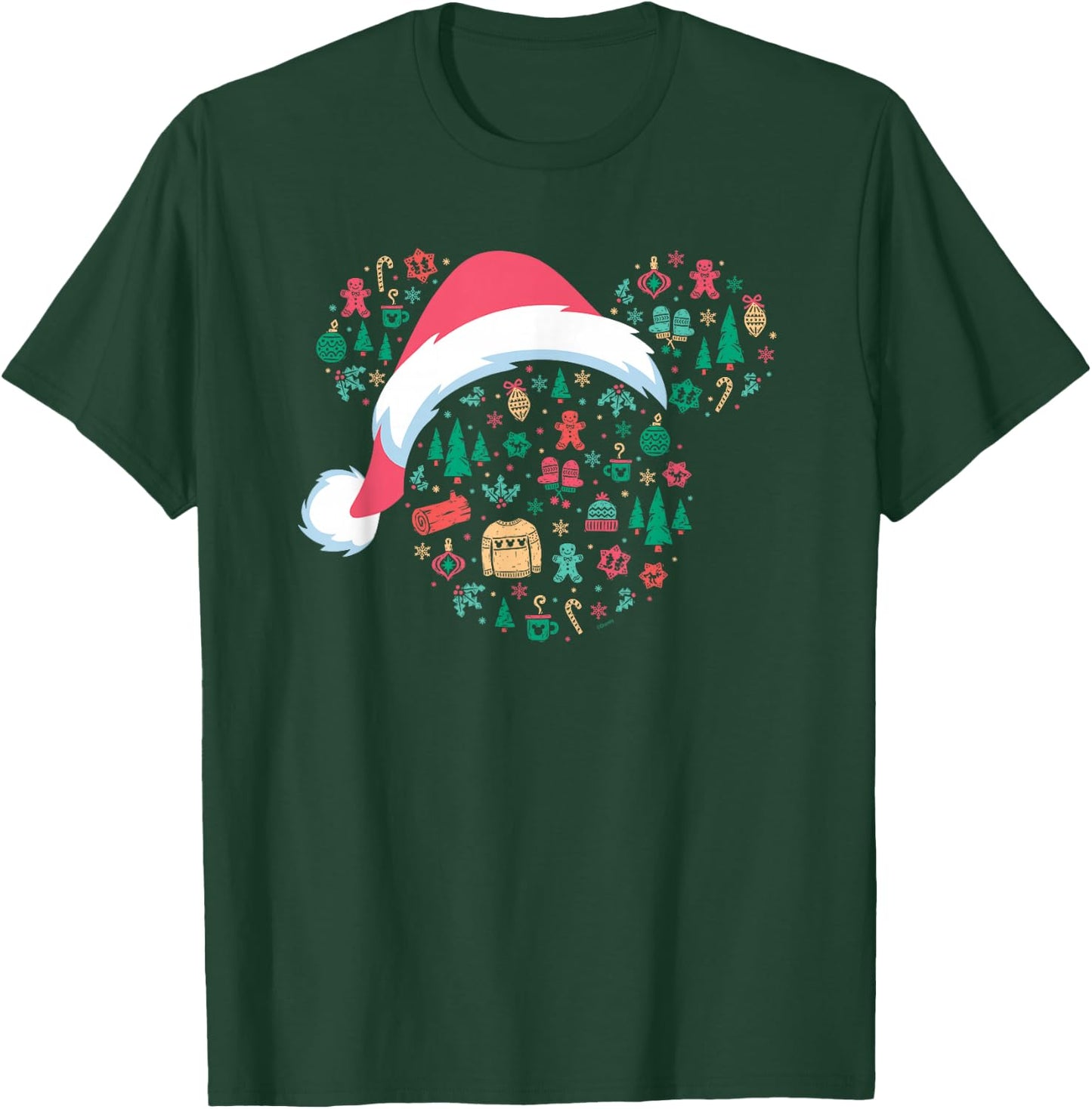 Disney Mickey Mouse Head Icon Christmas Holiday Santa Hat T-Shirt - T-Shirt | Forest