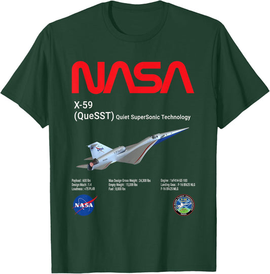 NASA X-59 Quiet-SuperSonic-Technology (QueSST) T-Shirt - T-Shirt | Forest