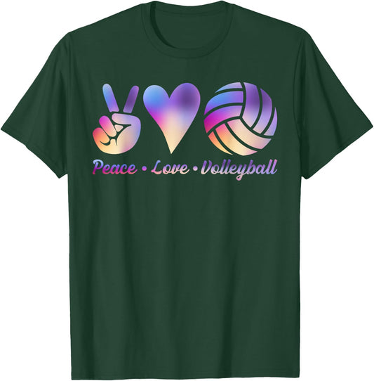 Cool Tie Dye Volleyball Shirt Peace Love Volleyball Design T-Shirt - T-Shirt | Forest
