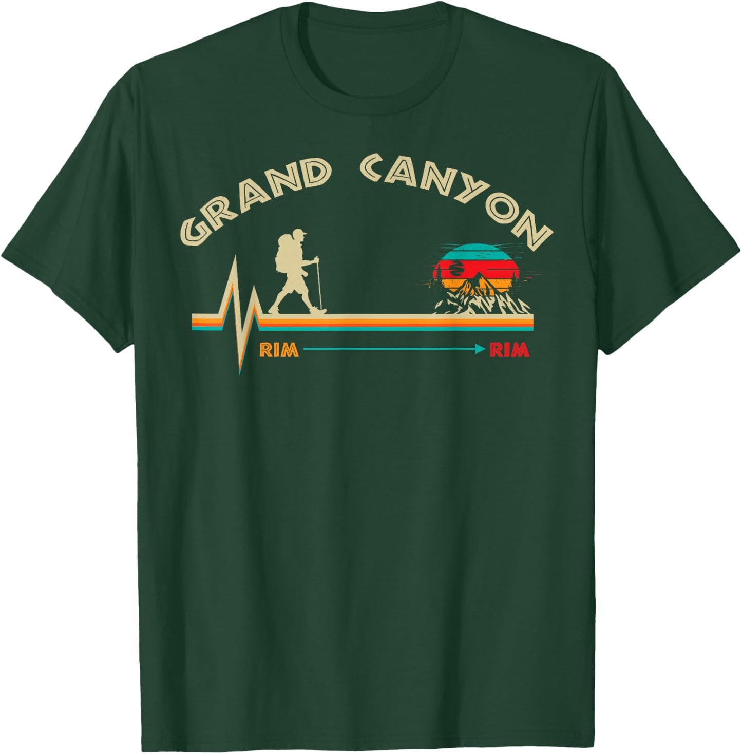 Grand Canyon National Park - Rim - Rim - Retro Hiking T-Shirt - T-Shirt | Forest