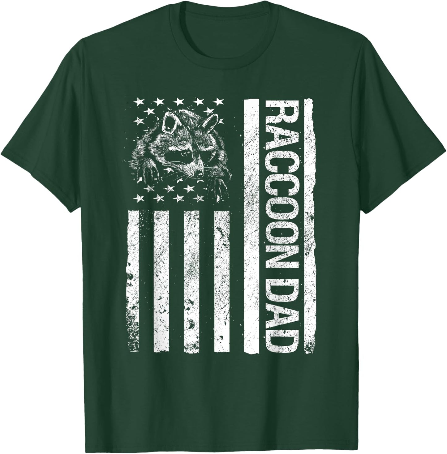 Raccoon Dad American USA Flag Funny Pet Raccoon Lover T-Shirt - T-Shirt | Forest