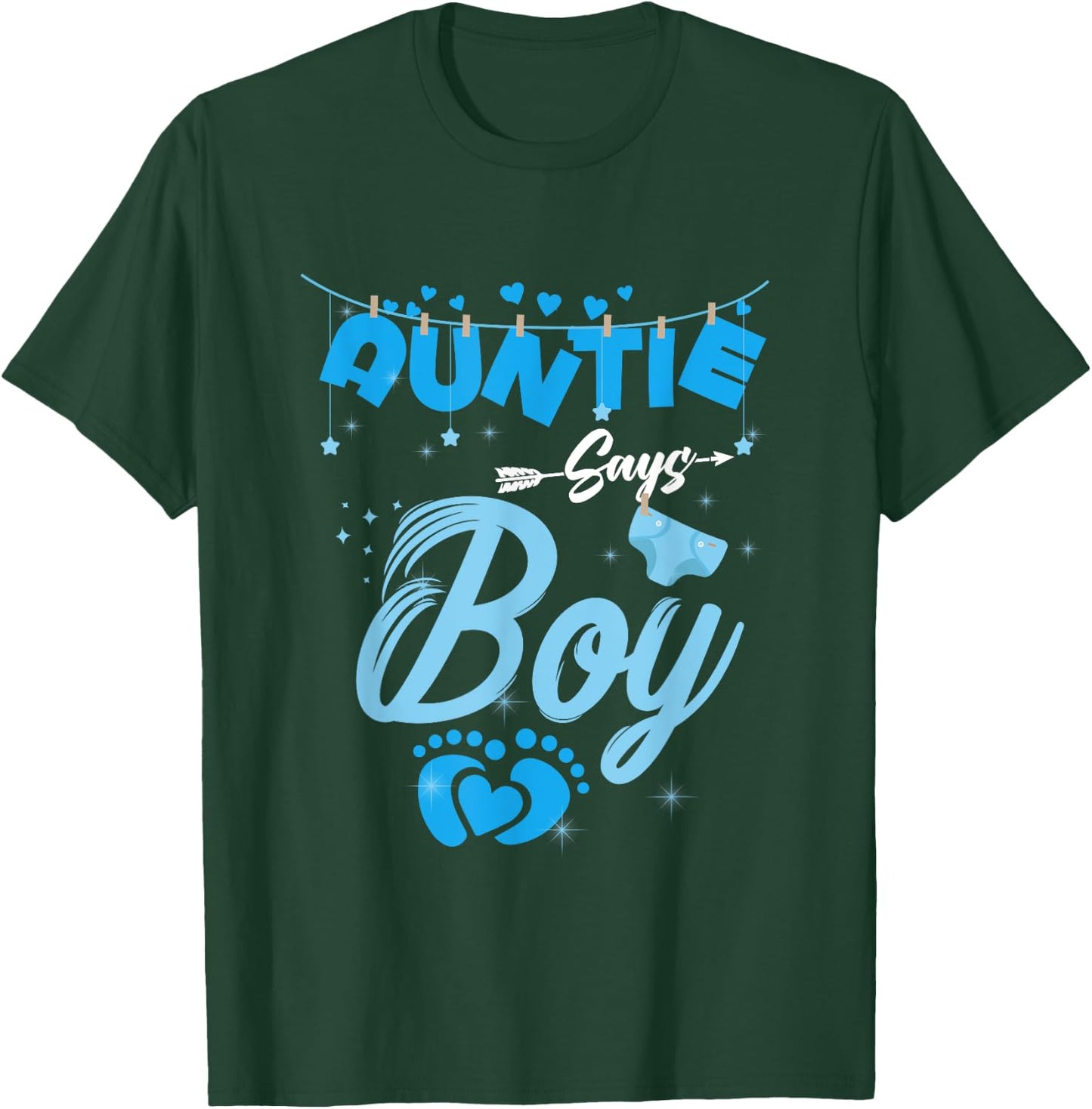 Gender Reveal Auntie Says Boy Baby Matching Family Set T-Shirt - T-Shirt | Forest