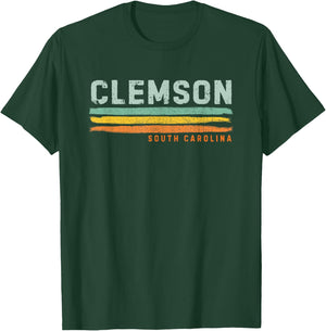 Vintage Stripes Clemson SC T-Shirt - T-Shirt | Forest