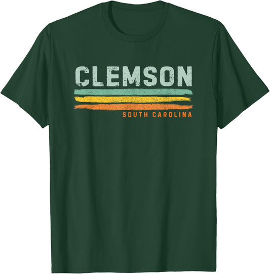 Vintage Stripes Clemson SC T-Shirt - T-Shirt | Forest