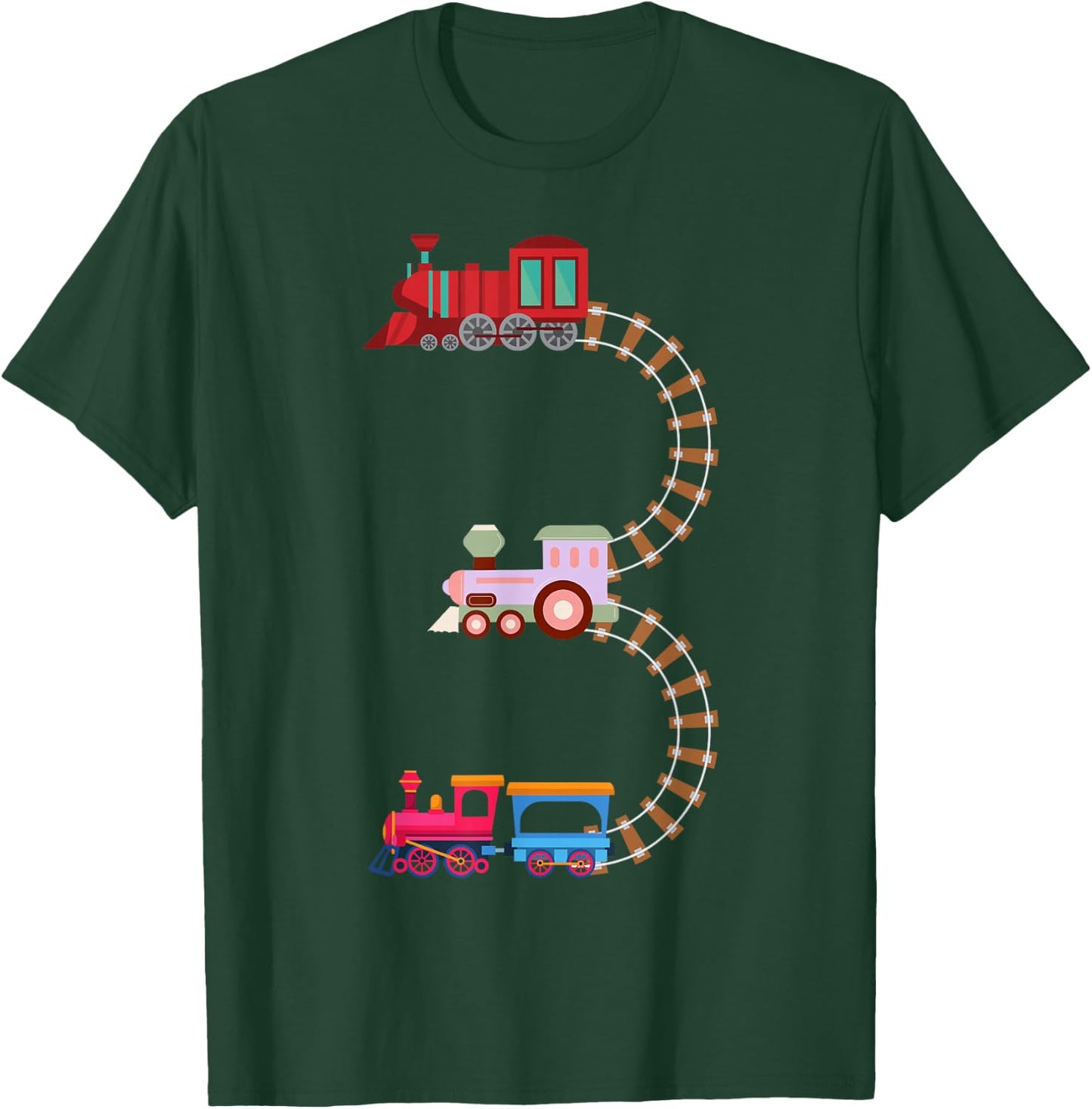 Kids Train 3rd Birthday Fun Train Theme 3rd Birthday Party T-Shirt - T-Shirt | Forest