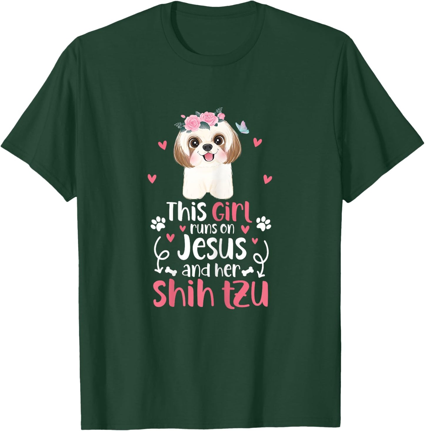 Shih Tzu This Girl Runs On Jesus And Shih Tzu Dog T-Shirt - T-Shirt | Forest