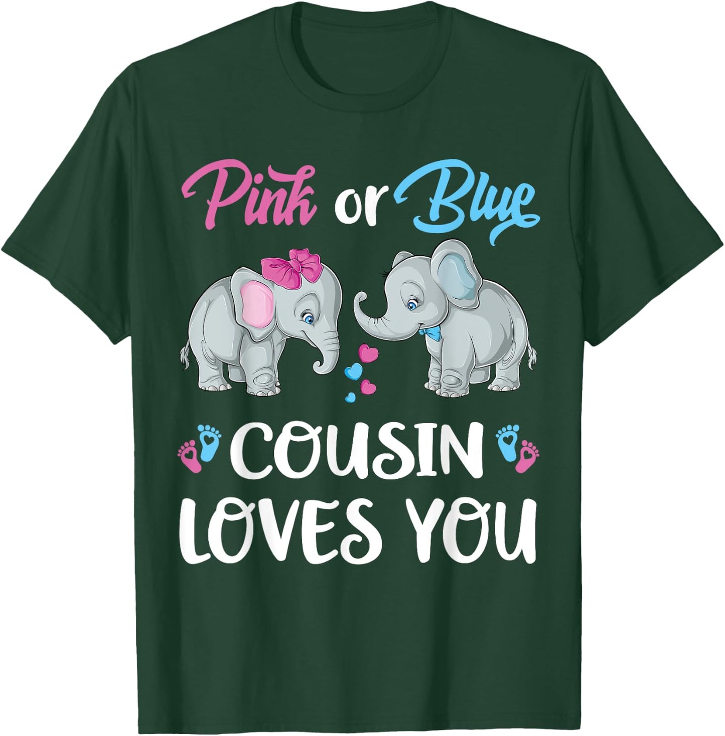 Pink Or Blue Cousin Loves You Elephants Gender Reveal Family T-Shirt - T-Shirt | Forest