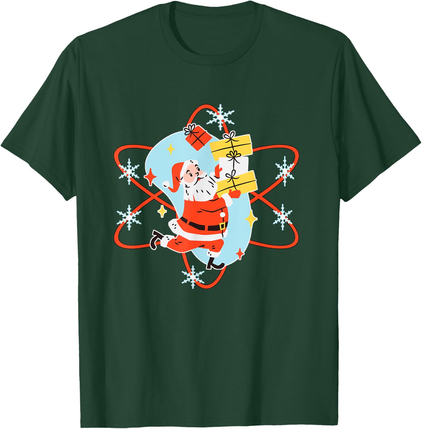 Retro Christmas Mid Century Modern Atomic Santa Claus T-Shirt - T-Shirt | Forest