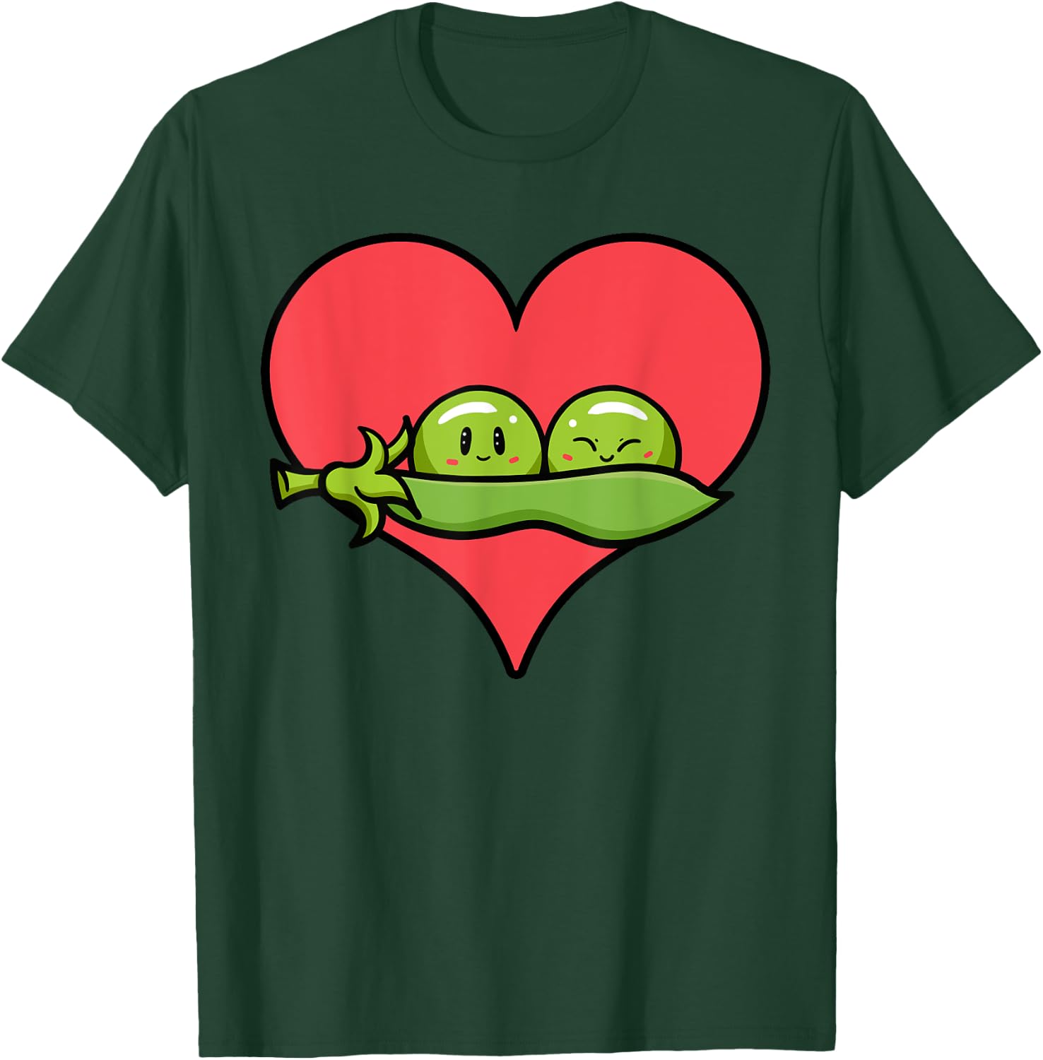 Pea Heart Vegetarian Seed Pod Flowering Plant Vegans T-Shirt - T-Shirt | Forest
