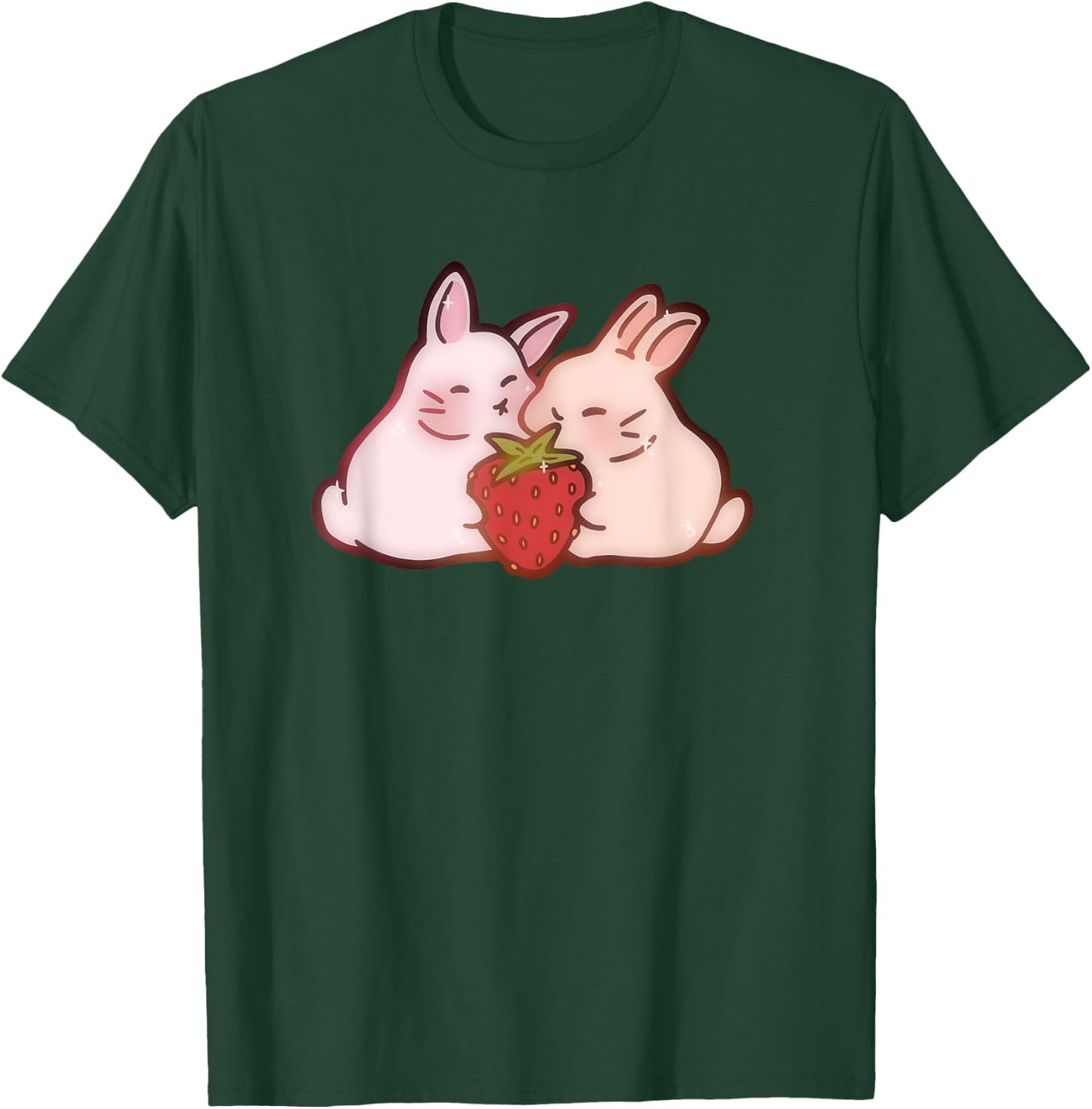 Cute Kawaii 90s Y2K Rabbits two Strawberry Bunnies T-Shirt - T-Shirt | Forest