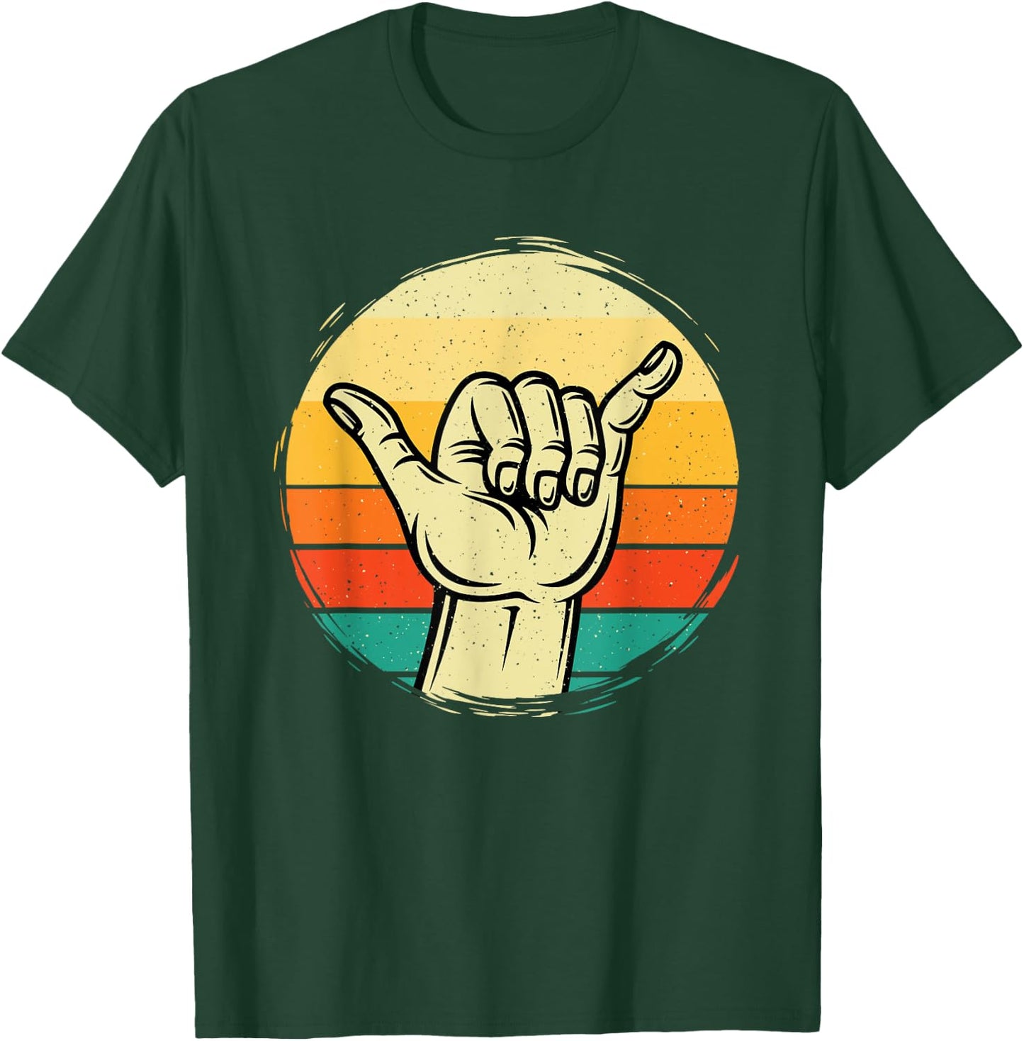 Good Vibe Shaka Hand Sign - Surfing Lover Surfboard Surfers T-Shirt - T-Shirt | Forest