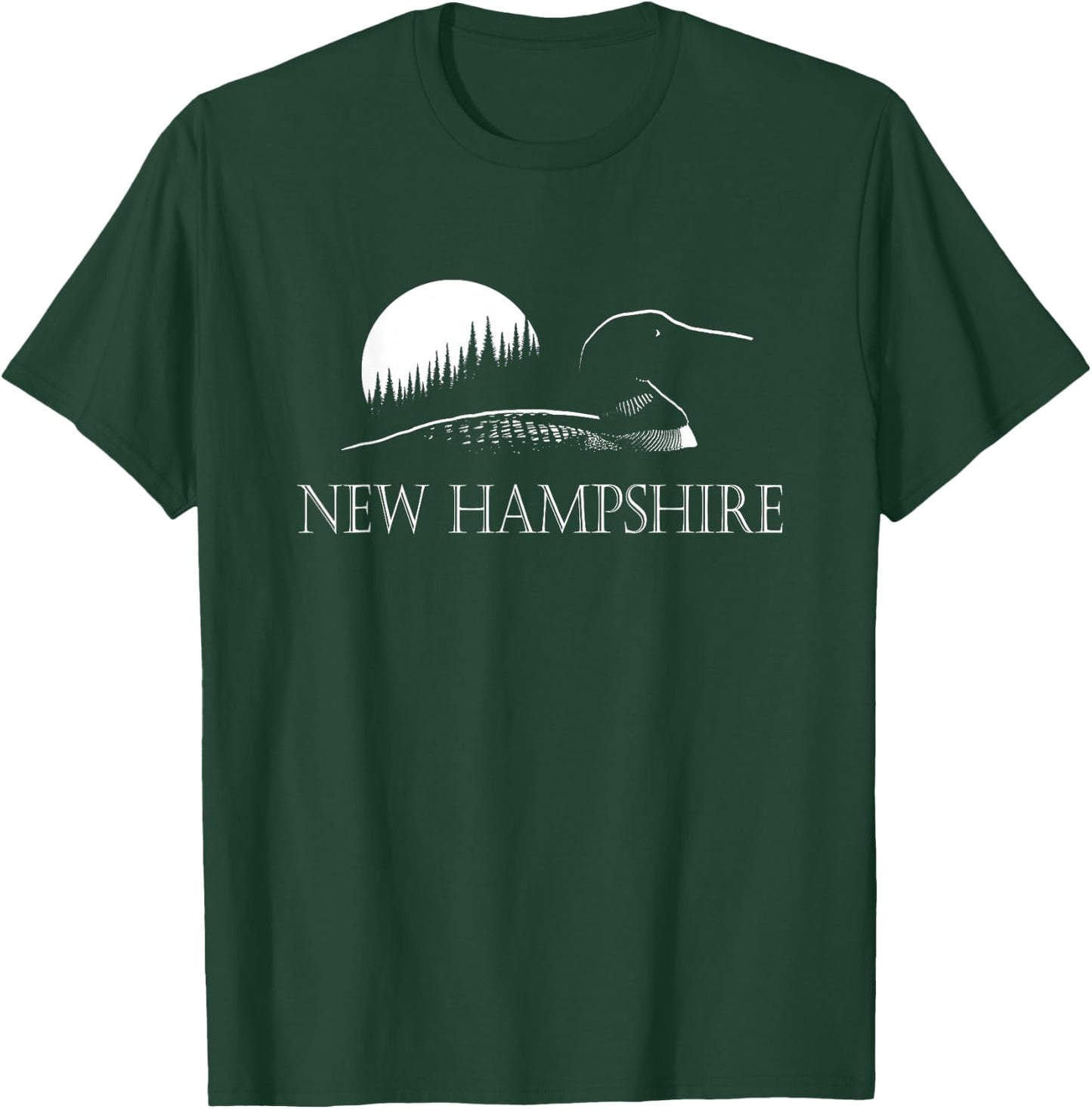 New Hampshire Loon In Moonlight And Forest T-Shirt - T-Shirt | Forest