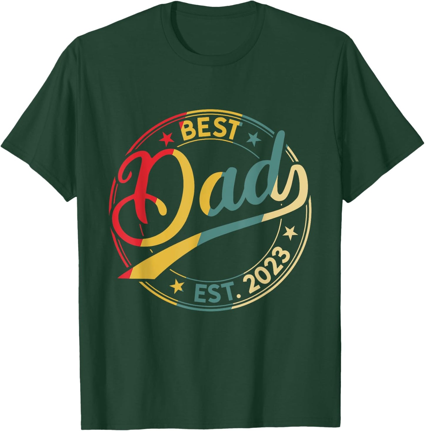 Men's Best Dad Est. 2023 Father since 2023 Retro Father 2023 T-Shirt - T-Shirt | Forest