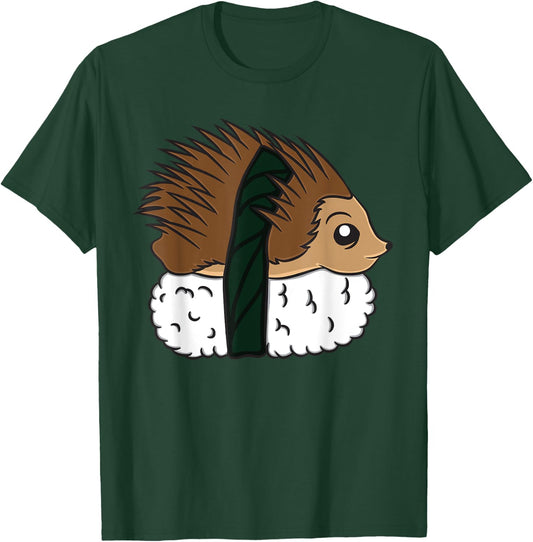 Funny Hedgehog Sushi Japanese Dish Safari Animal Gag Outfit T-Shirt - T-Shirt | Forest