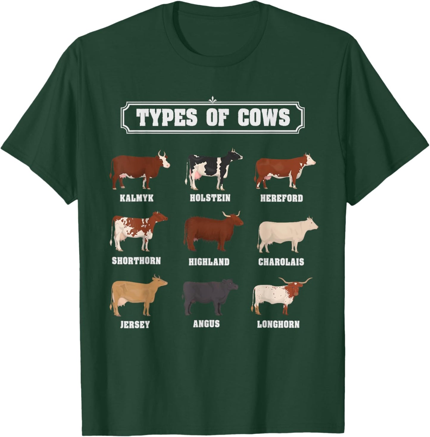 Types Of Cow & Cattle Ideas For Kids & Boys Farmer Costume T-Shirt - T-Shirt | Forest