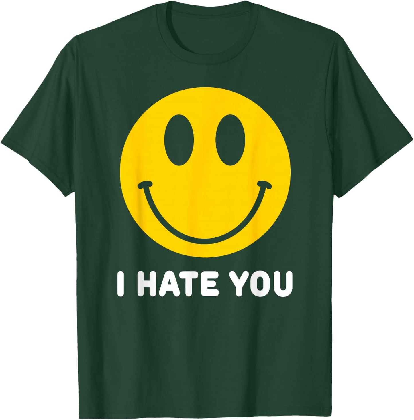 Retro Vintage Yellow Happy Smile Face Emoticon I Hate You T-Shirt - T-Shirt | Forest