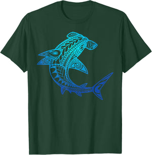 Hawaii Tribal Style Shark for Hawaiian Beach Lover Cool T-Shirt - T-Shirt | Forest