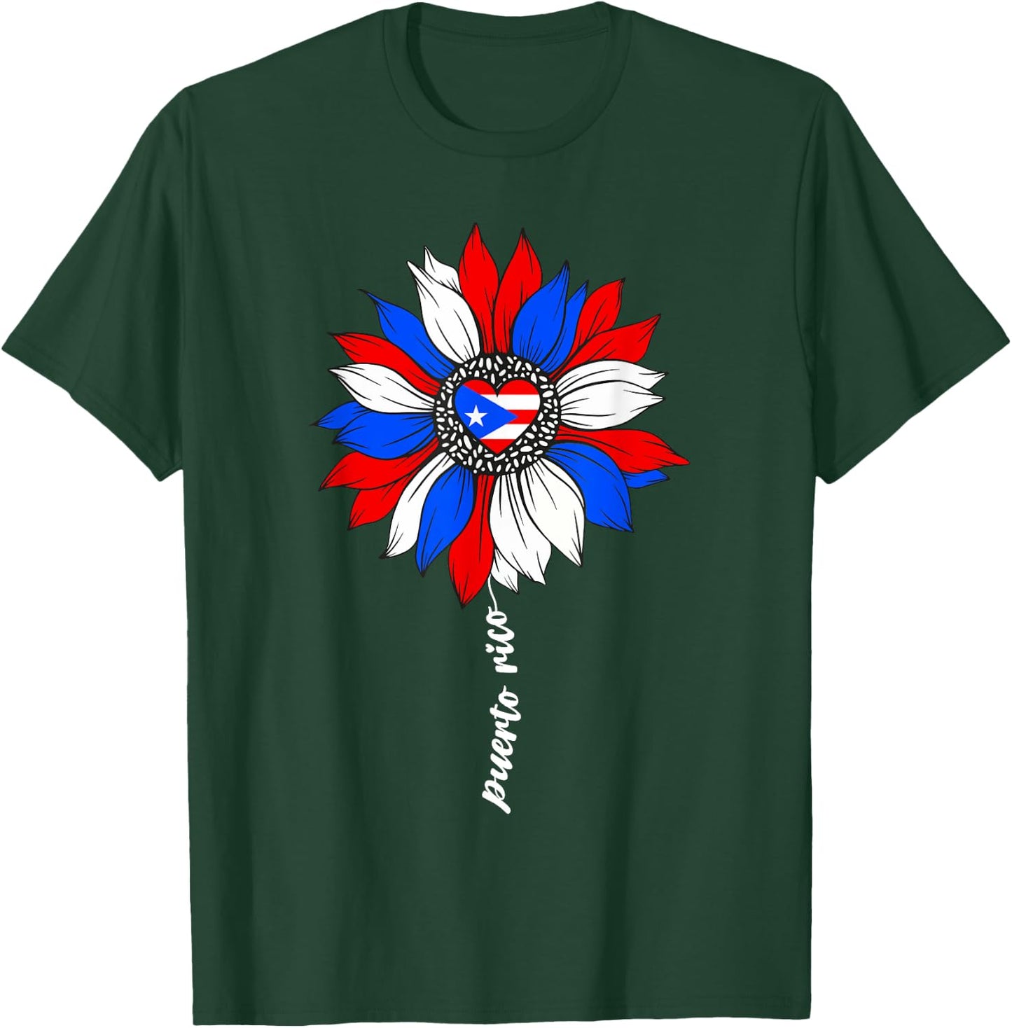 Puerto Rican Sunflower Heritage Puerto Rico PR Flag Boricua T-Shirt - T-Shirt | Forest