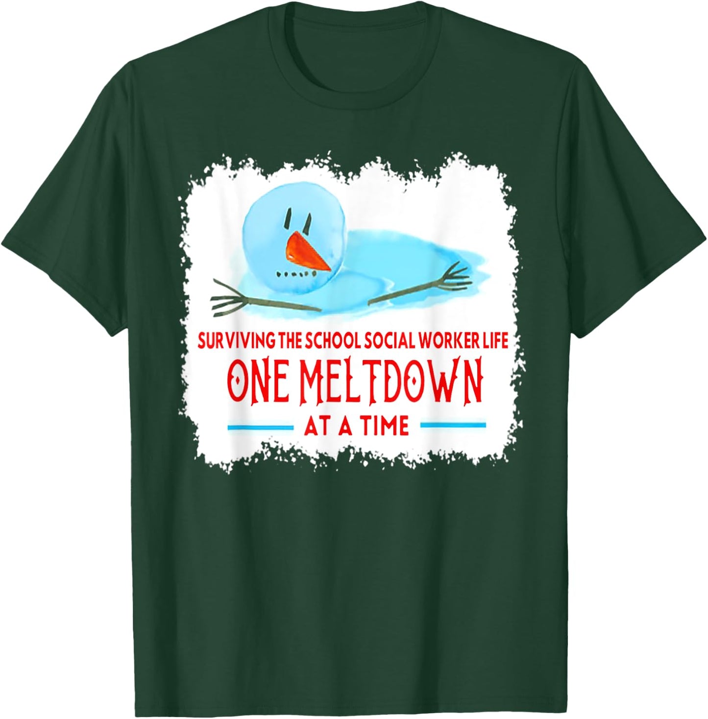 Surviving The School Social Worker Life Snowman Christmas T-Shirt - T-Shirt | Forest