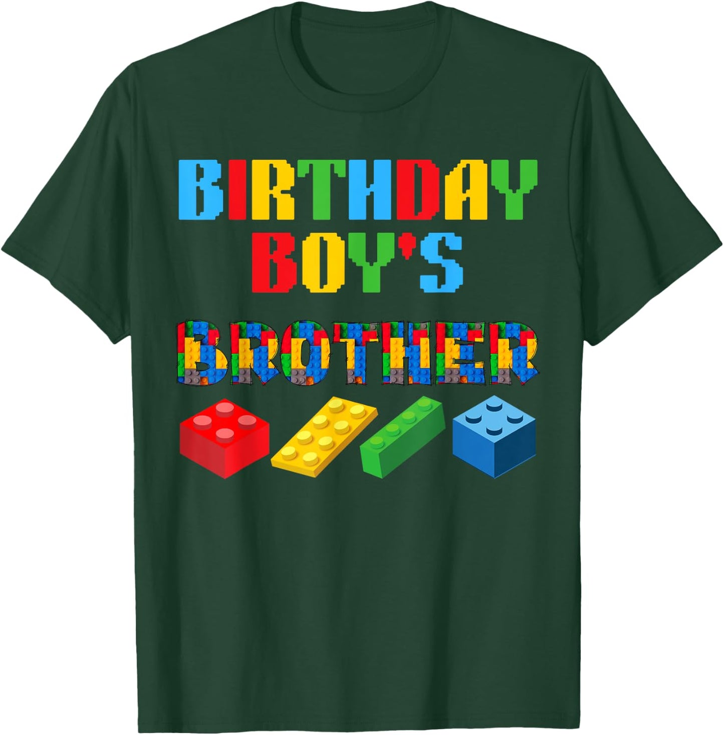 Brother Birthday Boy's Blocks Building Master Builder Funny T-Shirt - T-Shirt | Forest