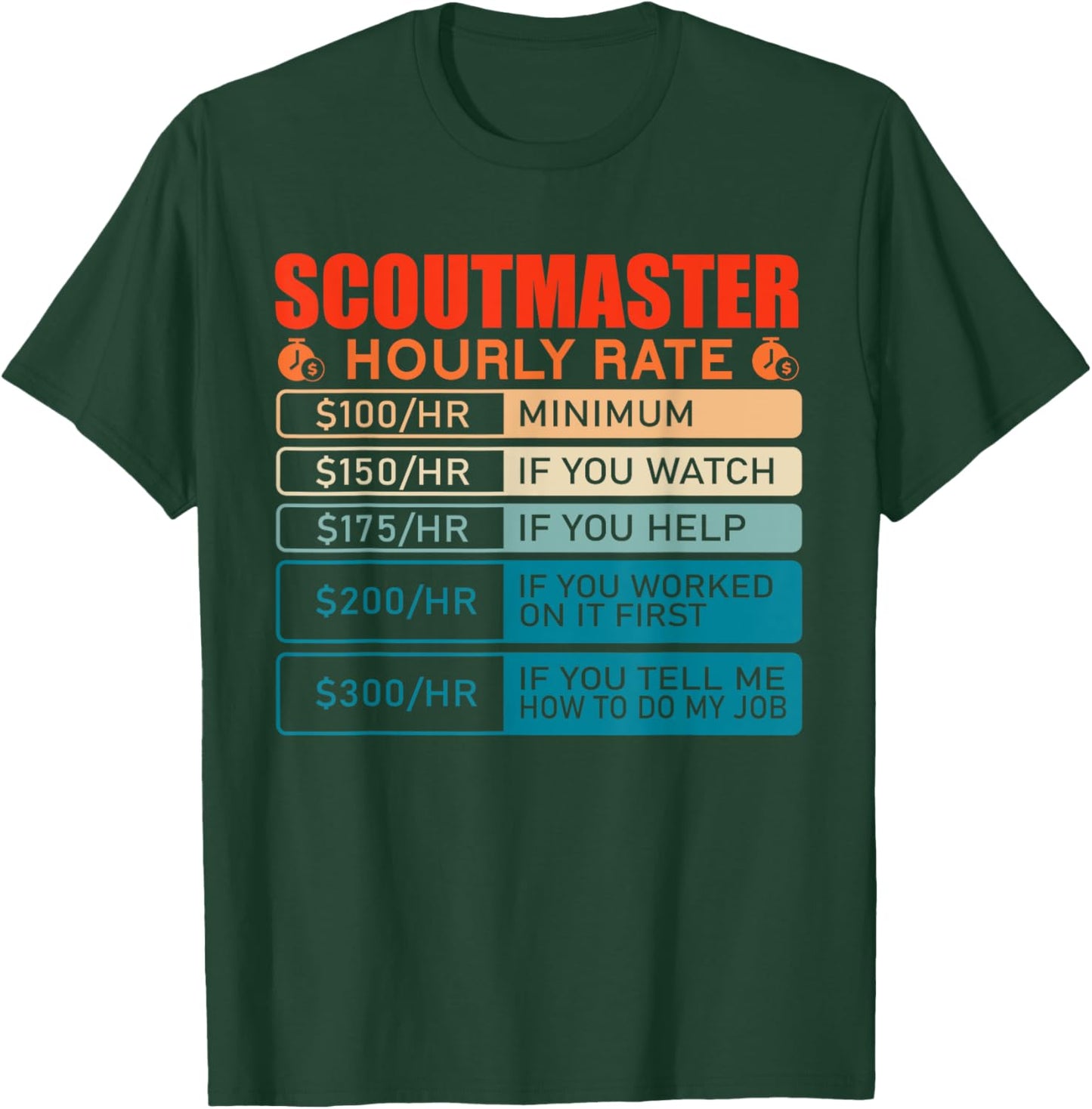 Scoutmaster Vintage Hourly Rate T-Shirt - T-Shirt | Forest