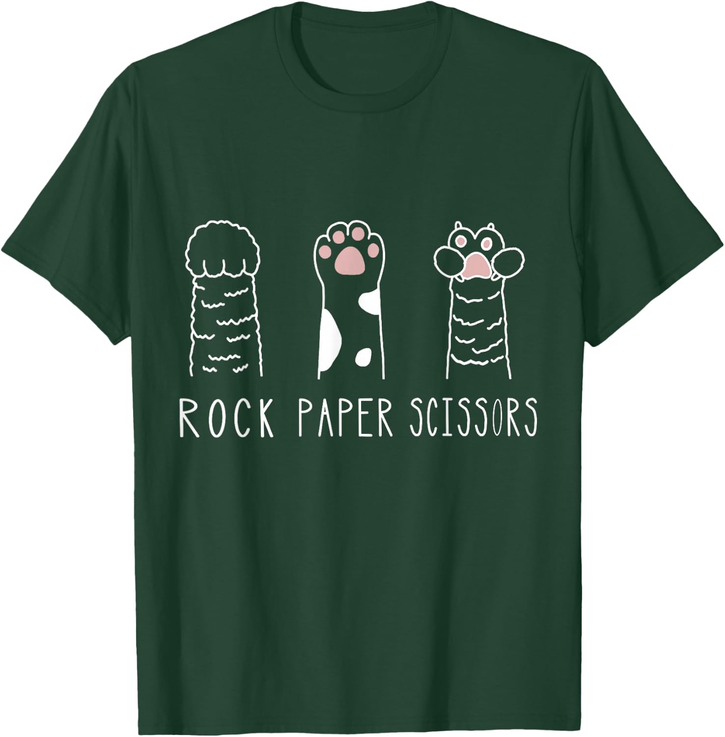 Rock Paper Scissors Cat Paw Hand Game T-Shirt - T-Shirt | Forest