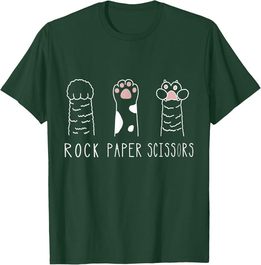 Rock Paper Scissors Cat Paw Hand Game T-Shirt - T-Shirt | Forest