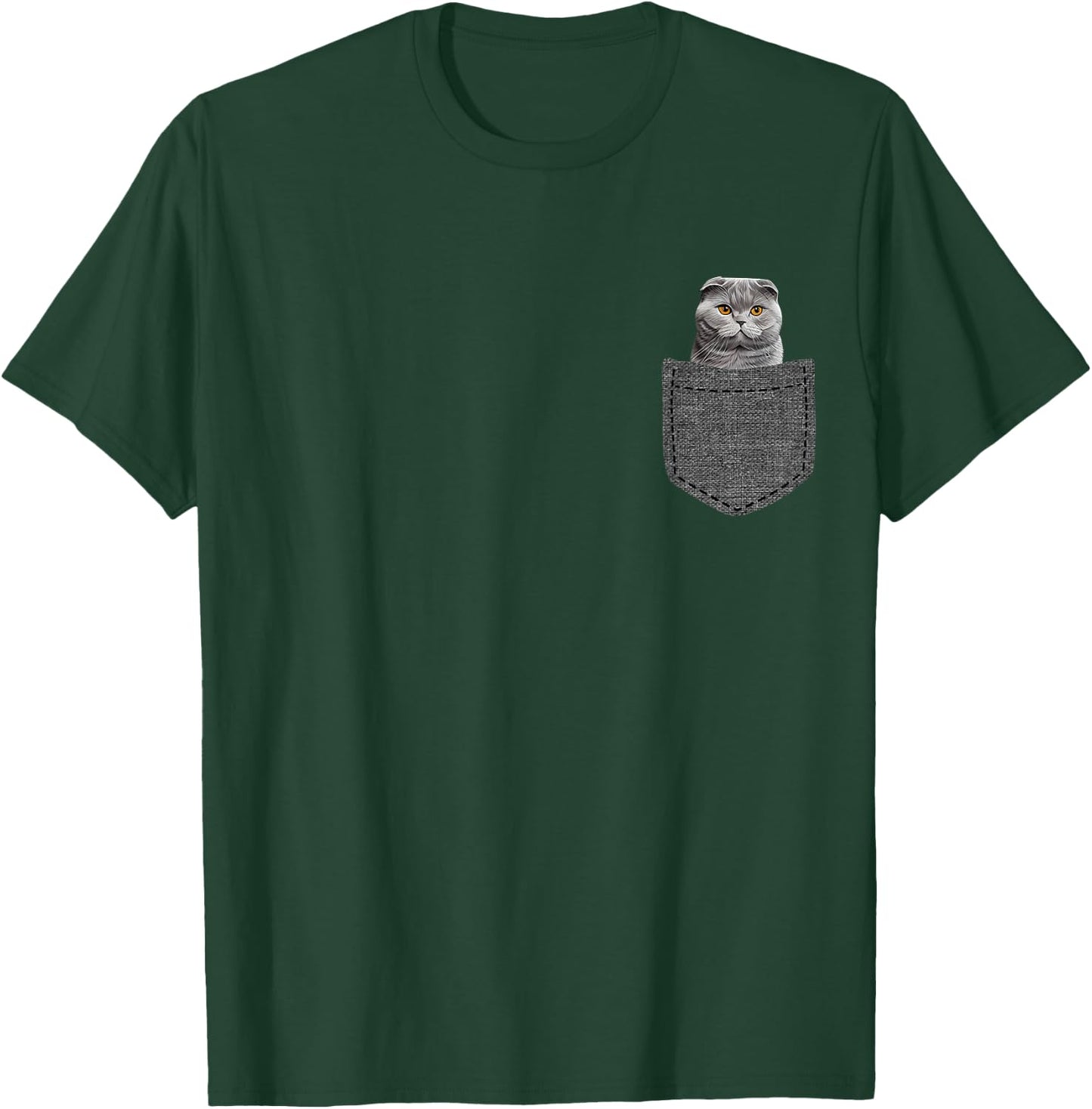 Scottish Fold in Pocket T-Shirt - T-Shirt | Forest