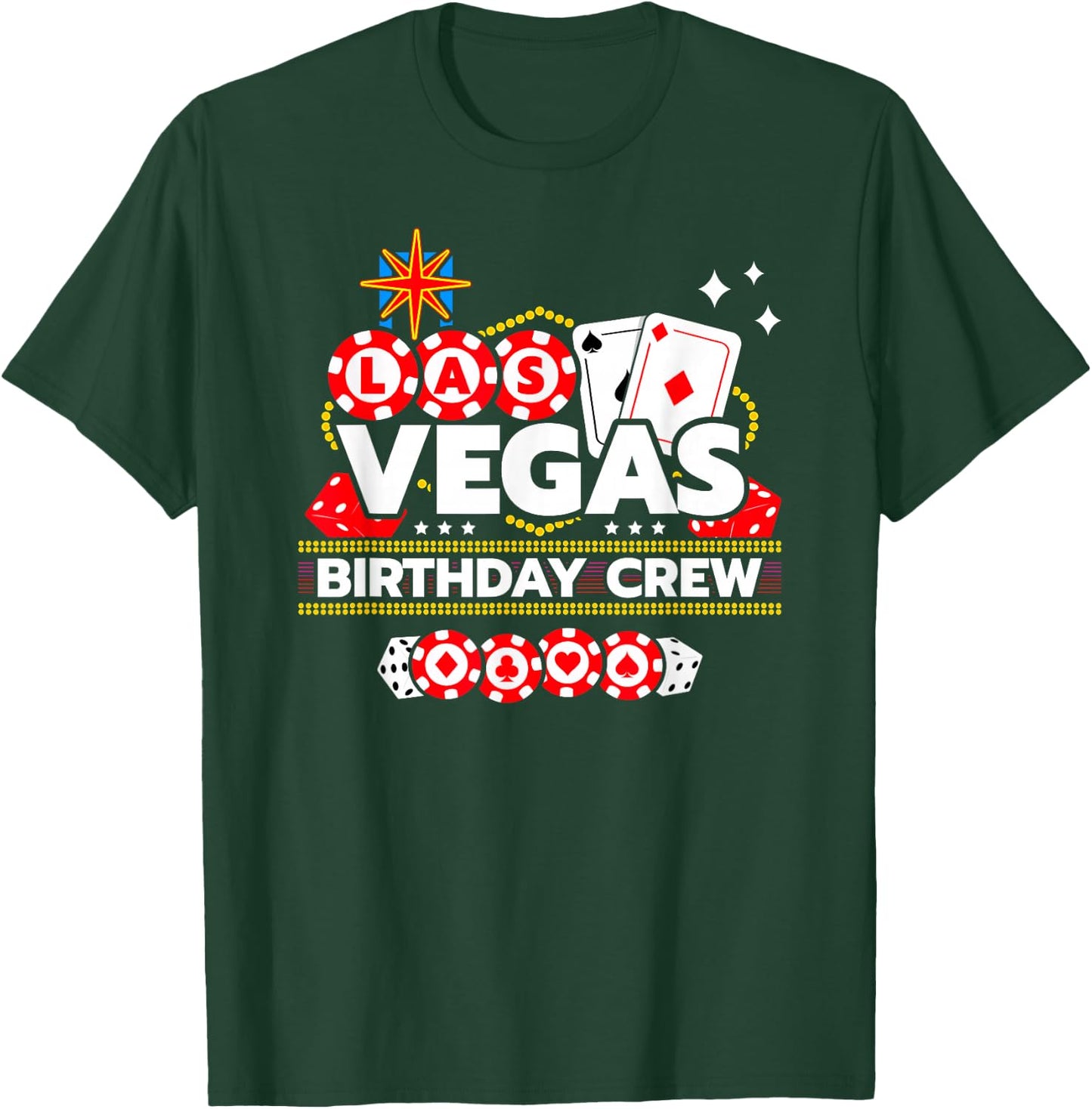 Las Vegas Birthday Party - Vegas Birthday Crew - -Adults - Black - Small - Short Sleeve - - Modern - Casual - Birthday - Themed T-Shirt - T-Shirt | Forest