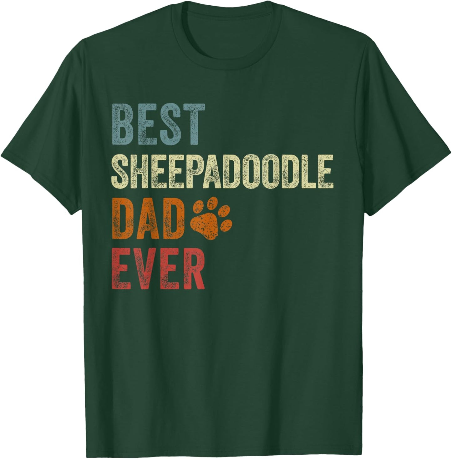 Retro Best Sheepadoodle Dad Ever Sheepadoodle Father's Day T-Shirt - T-Shirt | Forest
