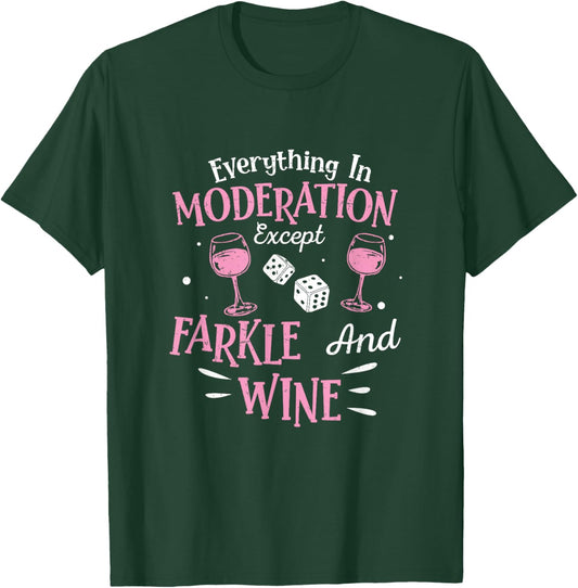 Farkle Player Farkle And Wine On Funny Dice Game T-Shirt - T-Shirt | Forest