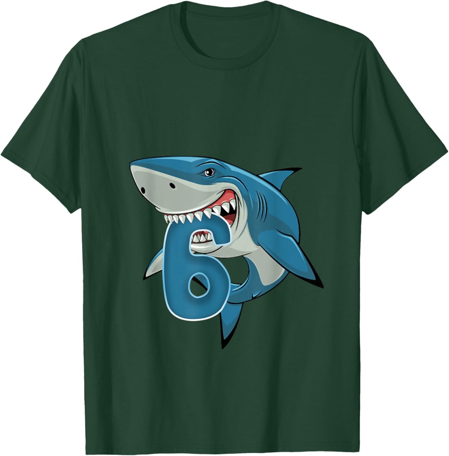 Kids 6 Year Old Shark Shirt 6th Birthday Shark Theme Party T-Shirt - T-Shirt | Forest