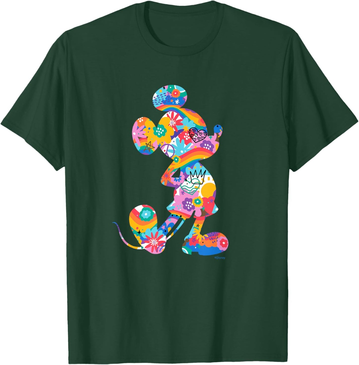Disney Mickey Mouse Pride Pose Rainbow Icon Fill Doodles T-Shirt - T-Shirt | Forest