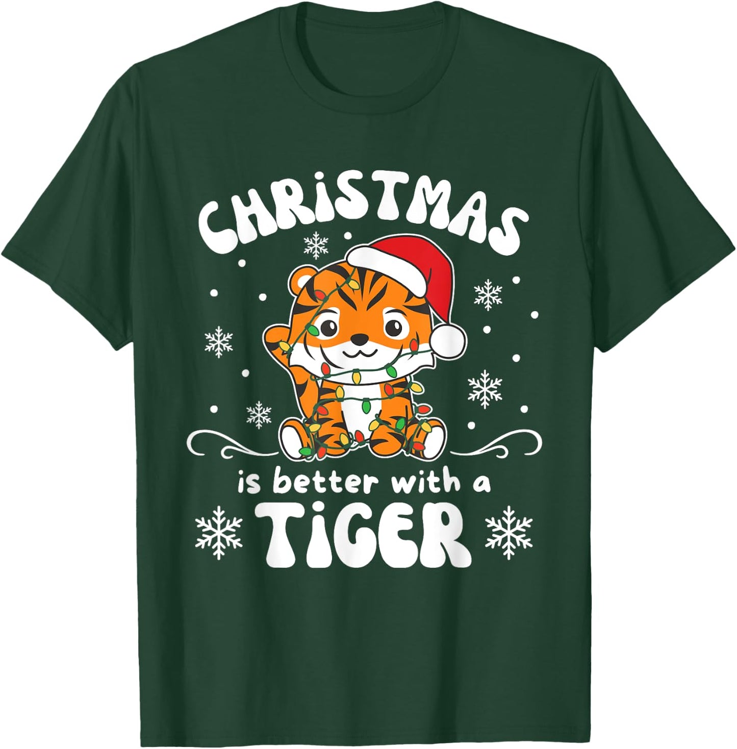 Christmas Is Better With A Tiger Cute Tigers T-Shirt - T-Shirt | Forest