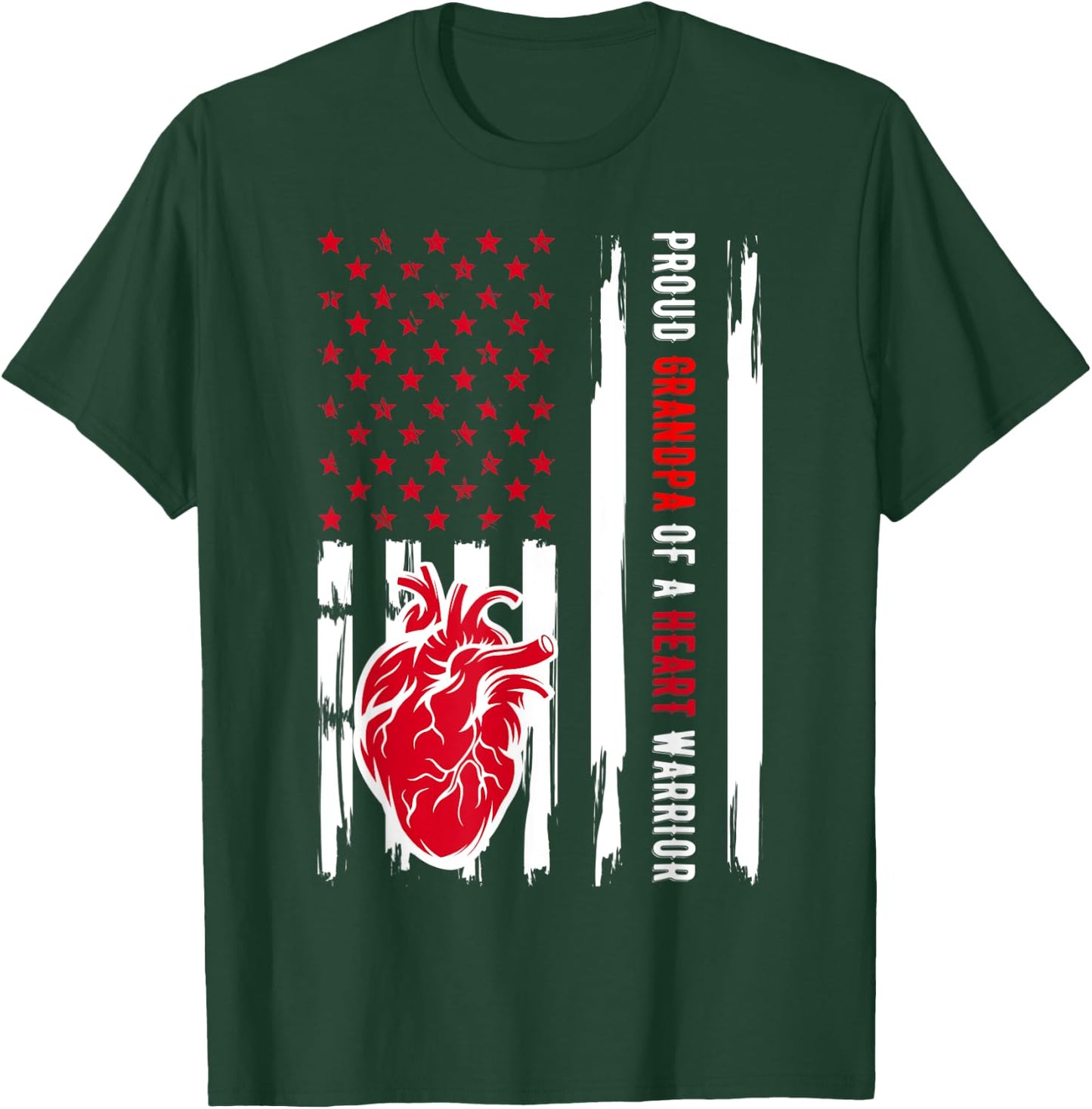 Proud Grandpa Of A Heart Warrior CHD Awareness T-Shirt - T-Shirt | Forest
